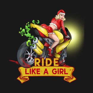 Ride like a Girl Santa Christmas Motorbike lover T-Shirt