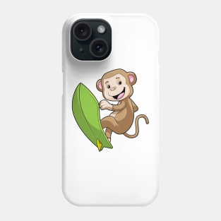 Monkey as Surfer with Surfboard Phone Case