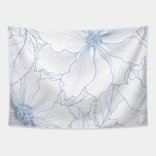 Blue flower lined illustration Tapestry