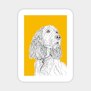 Spaniel Dog Portrait ( yellow background ) Magnet