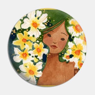 White and Yellow Flowers Pin