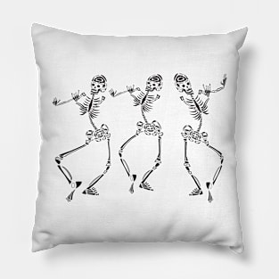 Three Dancing Skeletons Pillow