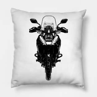 V Strom 1050XT Bike Front View Black and White Pillow