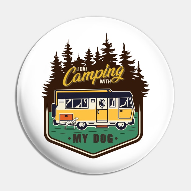 Happiness Is Camping With My Dog Pin by jexershirts