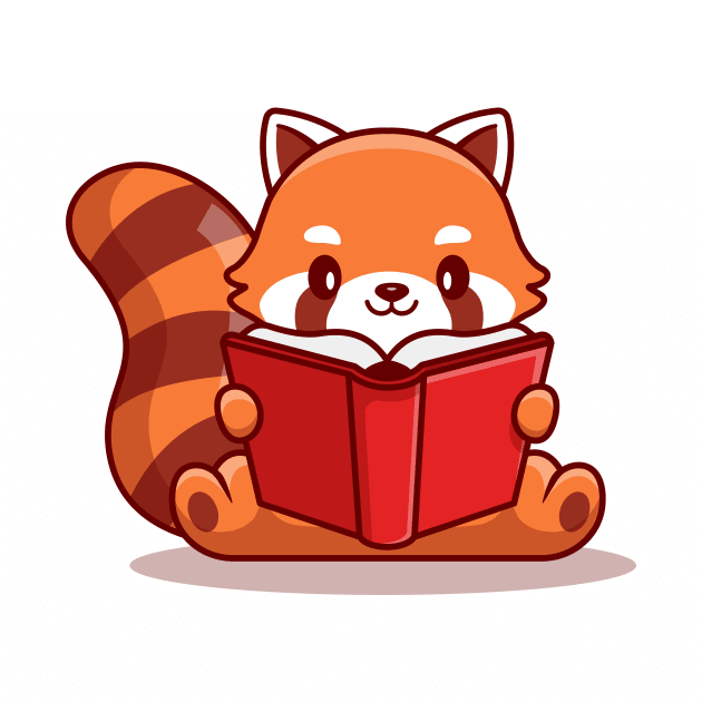 Cute Red Panda Reading Book by Catalyst Labs