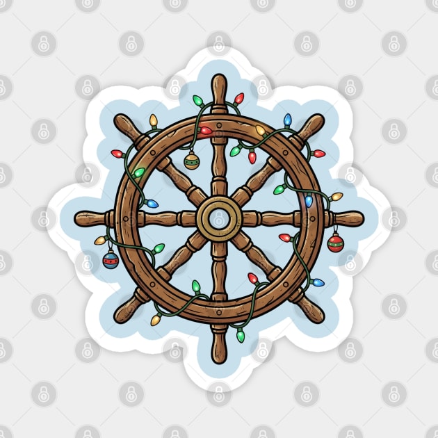 Merry Cruisemas - Christmas Ship Wheel Magnet by Creatifly Graphic Tees