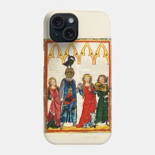 KNIGHT OF SWAN DANCING WITH BEAUTIFUL LADIES ,FIDDLE MUSIC ,MEDIEVAL MINIATURE WITH WILD ROSES Phone Case