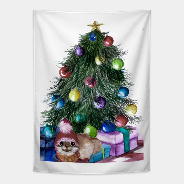 Christmas tree Tapestry by The artist of light in the darkness 