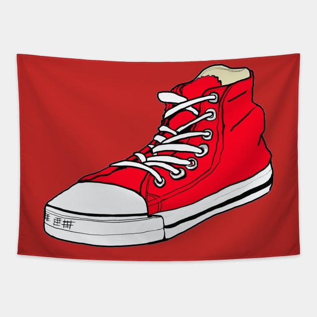 Big Red Shoe Tapestry by silentrob668