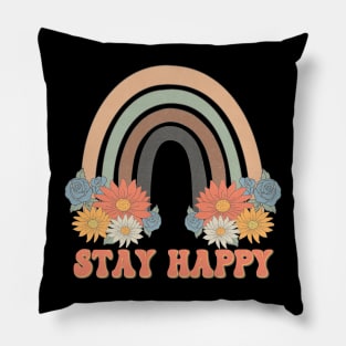 Stay Happy Rainbow Pillow