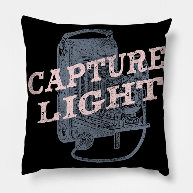 Photography Capture Light Vintage Camera Pillow by Foxxy Merch