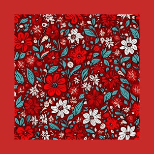 red flowers pattern gift ideas T-Shirt