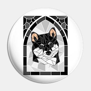 Stained Glass Black Shiba Inu Pin