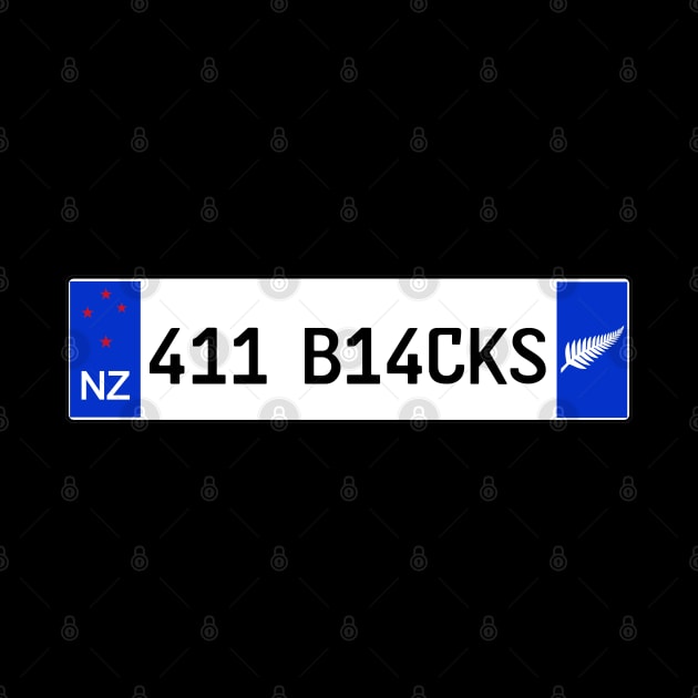 New Zealand All Blacks car license plate by Travellers