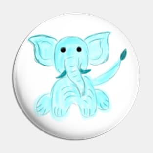 Blue baby elephant watercolor art Pin