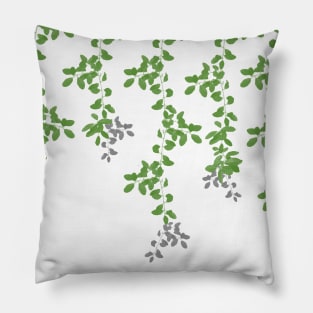 Green Leaves pattern. green. white. grey. leaves. Pillow