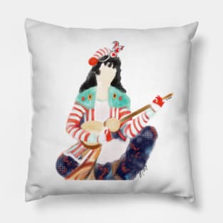 Persian Woman Playing Guitar Pillow