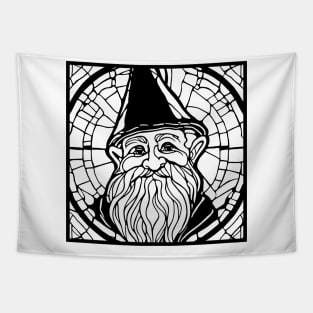 Stained Glass Gnome (Black) Tapestry