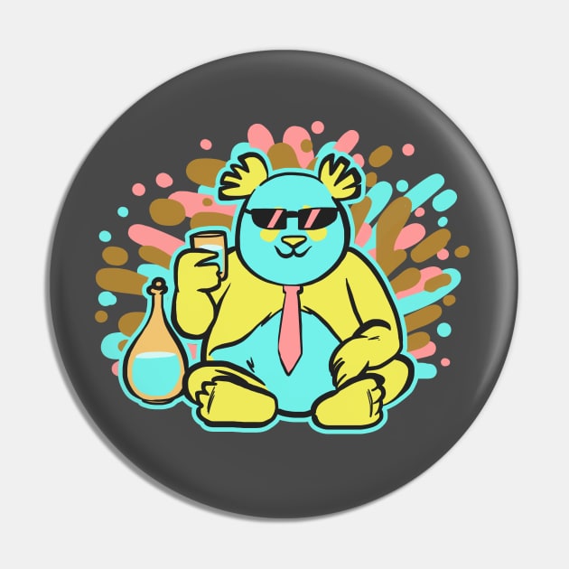 Colorful and happy drinking Panda Pin by TomiAx