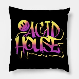 ACID HOUSE  - Graffiti Smiley (purple/gold) Pillow