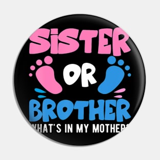 Sister Or Brother What'S In My Mother Gender Baby Reveal Pin