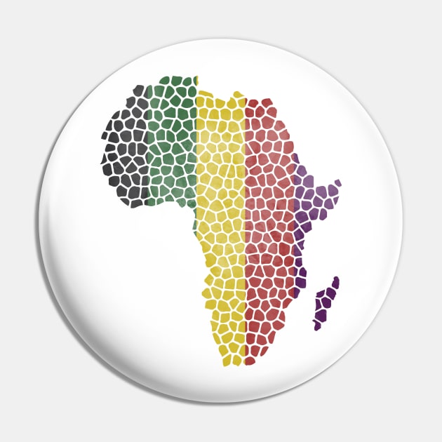 Africa Map (Stripes) Mosaic Pin by John Uttley