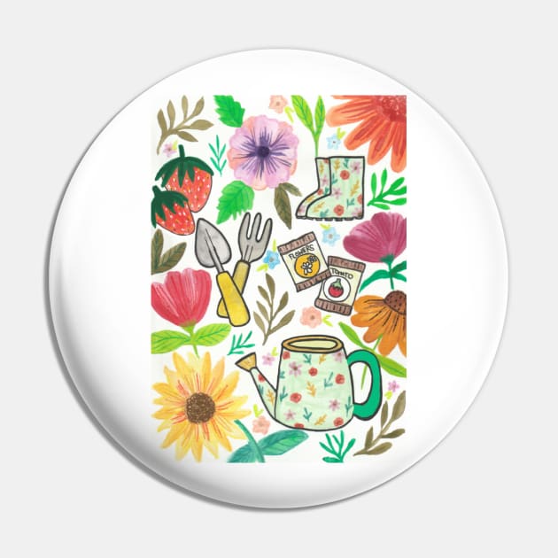 Gardening tools and flowers Pin by SanMade