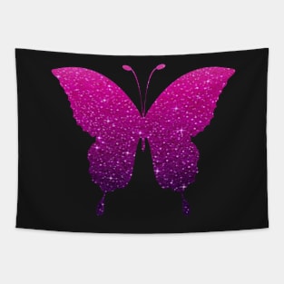 Magenta and Purple Ombre Faux Glitter Butterfly Tapestry