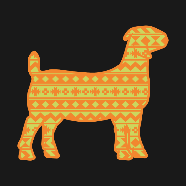 Show Goat with Orange & Green Southwest Aztec Pattern by SAMMO