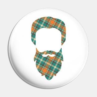 Plaid Head Silhouette Pin