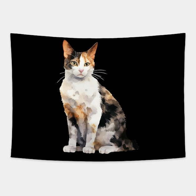 Japanese Bobtail Cat Tapestry by DavidBriotArt