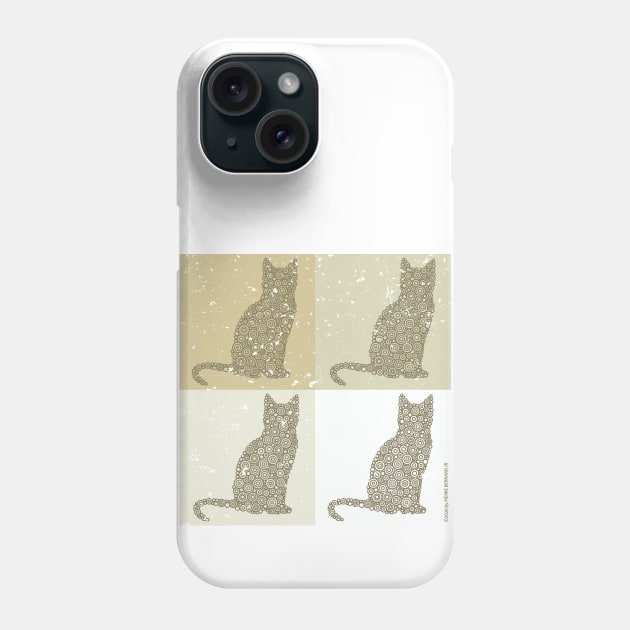 Cats Pop Art Print - Beige Colors Circle Design Phone Case by pbdotman