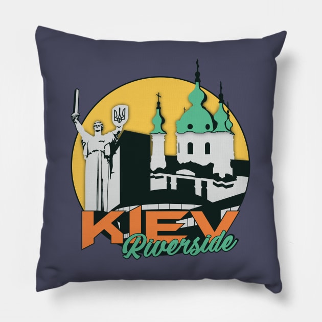 Kiev Riverside Pillow by Darío Lafuente