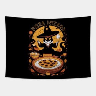 Pizza Wizard Magical Witch Tapestry