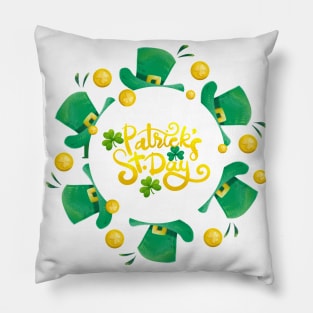 funny hat patrick's day round border Pillow