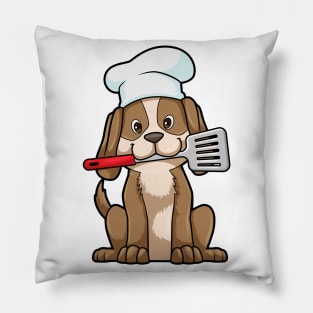 Dog as Cook with Chef's hat & Spatula Pillow