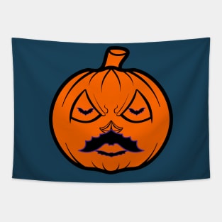 "Crazy pumpkin with a bat-shaped mustache" Tapestry