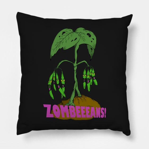 Zombie Green Bean Plant ZOMBEEEANS! Screams Pillow by JonnyVsTees