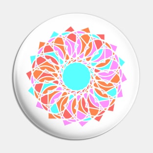 Digital mandala with random geometric repeated shapes in bright neon colors Pin