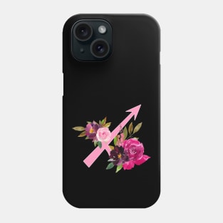 Sagittarius Horoscope Zodiac Pink Flower Design Phone Case