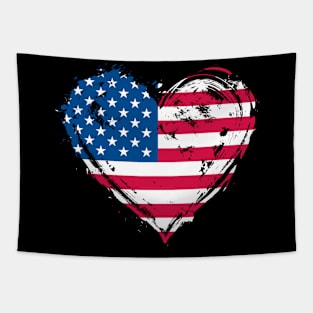 Heart Shape USA American Flag Patriot Tapestry