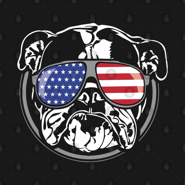 English Bulldog American Flag sunglasses patriotic dog by wilsigns