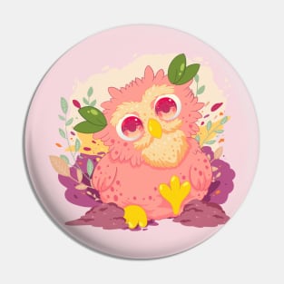 little peach owl with pattern- for Men or Women Kids Boys Girls love owl Pin