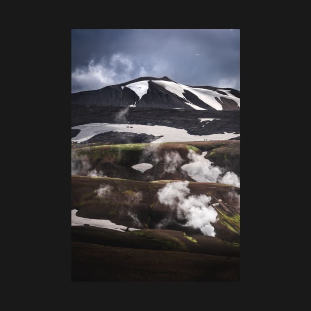 Mountains seen on Laugavegur Hiking Trail with Steamy River in Iceland by Danny Wanders