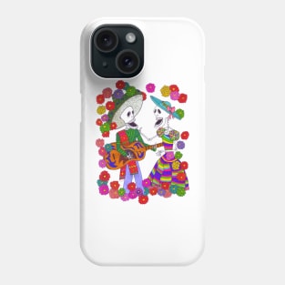 Skeleton Mexican Man and Woman Singing with Guitar Phone Case