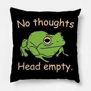 no thoughts head empty frog retro word art meme Pillow