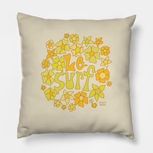 Le Surf retro flower tee by Surfy Birdy Pillow
