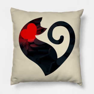 Cute Black Cat with Red Heart - Cool Pillow