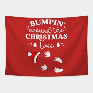 Bumpin Around Christmas Tree - pregnancy reveal Tapestry