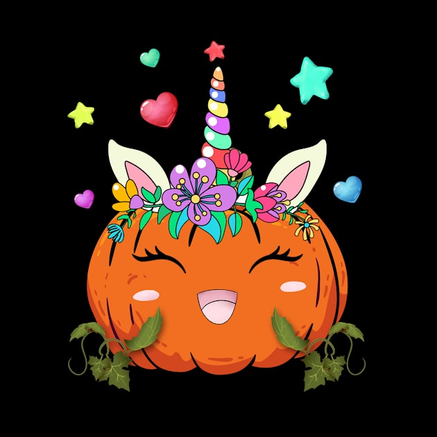 Cute Unicorn Pumpkin For Halloween Girls by folidelarts